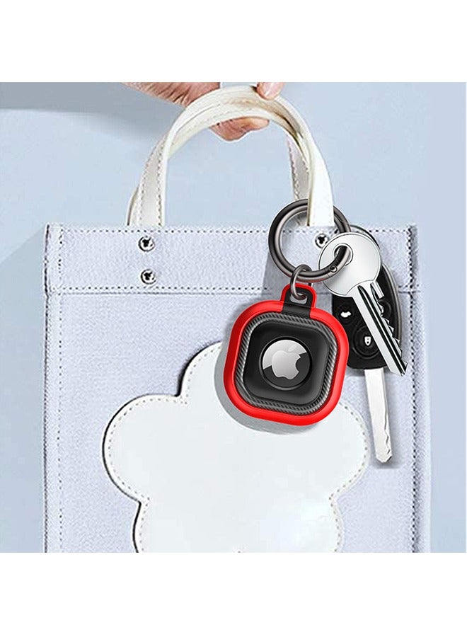 Case for Apple Airtag, 360 Fully Body Anti Scratch Waterproof AirTag Hard Protective Shell Keychain, for Dog Collar Keys Buckle Holder (Black+Red) - Image 5